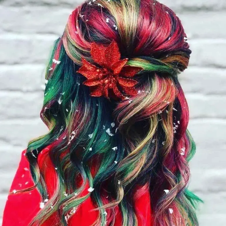 Rainbow Holiday Waves with Glitter Poinsettia