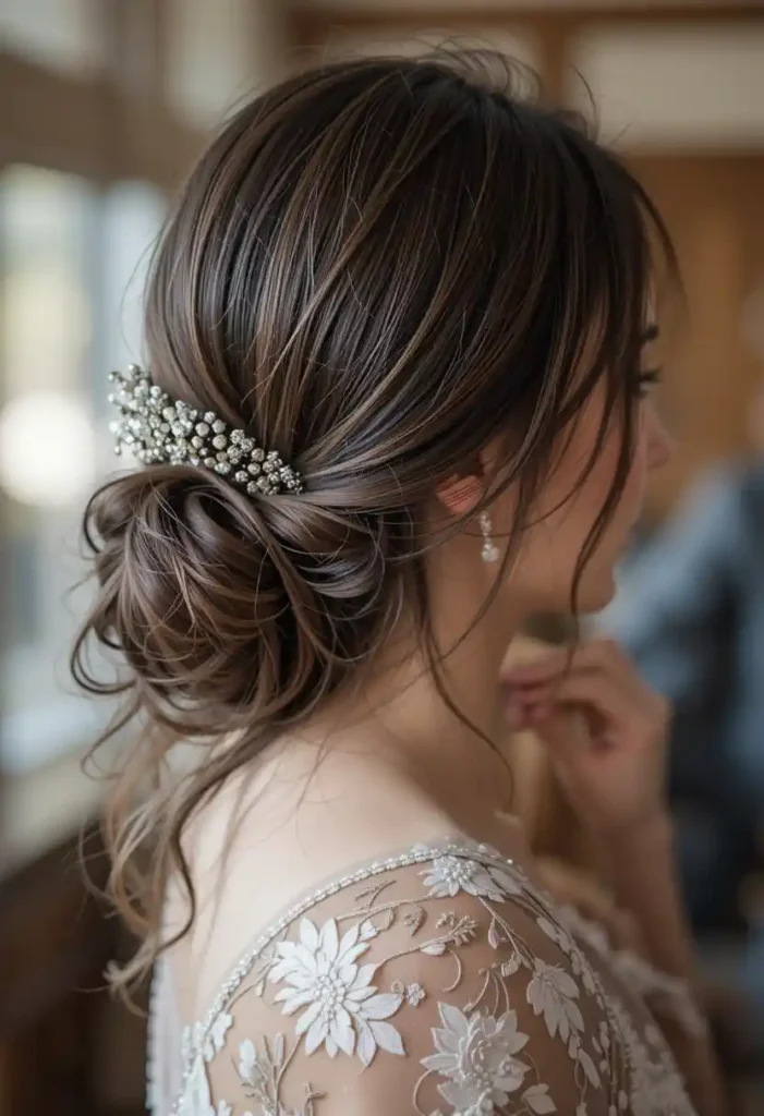 Side-Swept Low Ponytail for Weddings