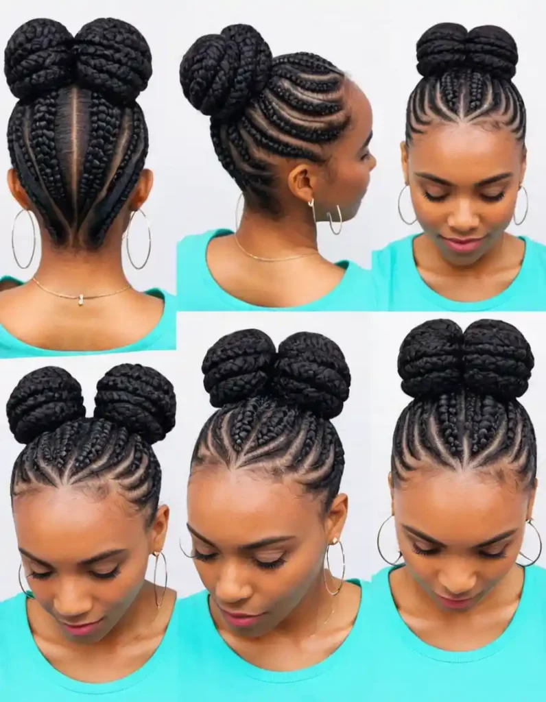 4C Cornrows Into a Bun
