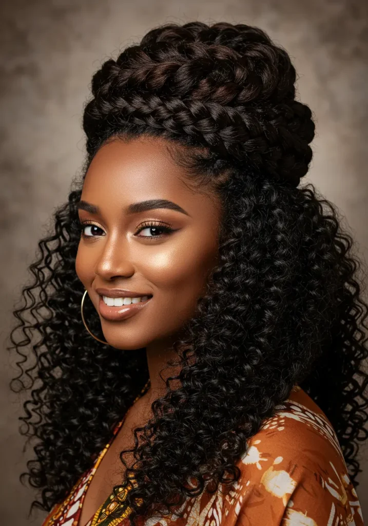 4C Braided Crown with Curls