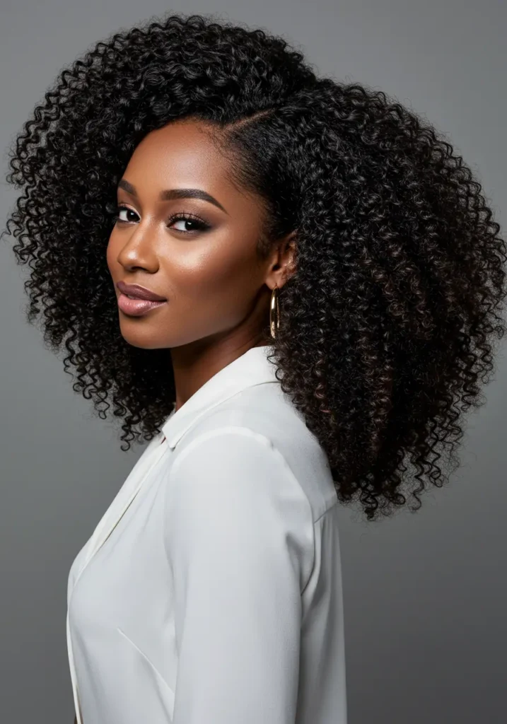 Side-Parted 4C Afro