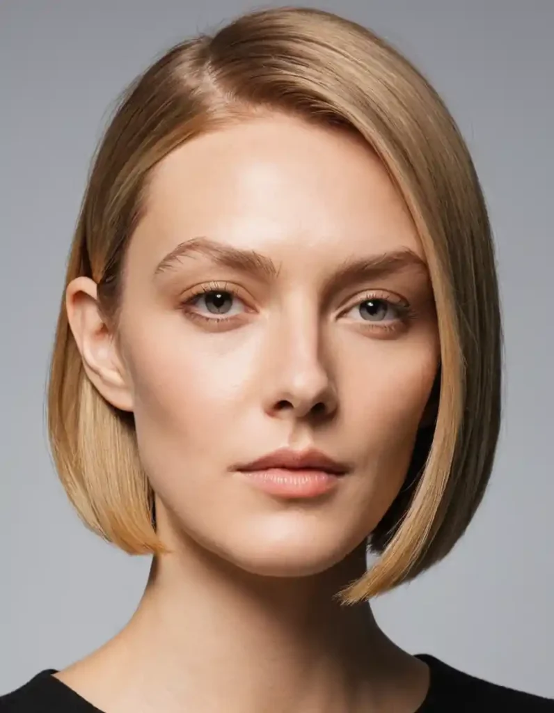 The Blunt Cut with Side Part
