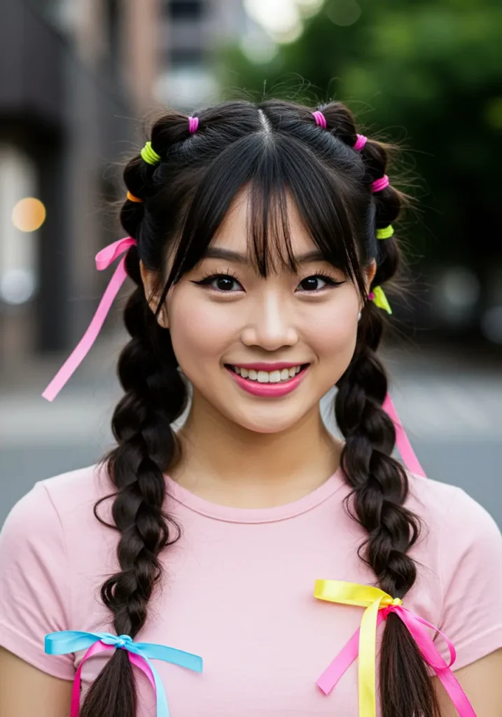 Bubble Braids with Colorful Ribbons