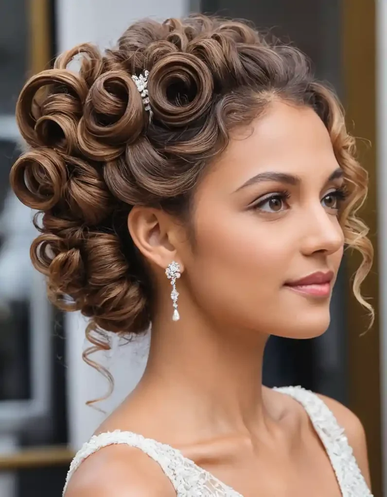 Curly Updo with Tendrils