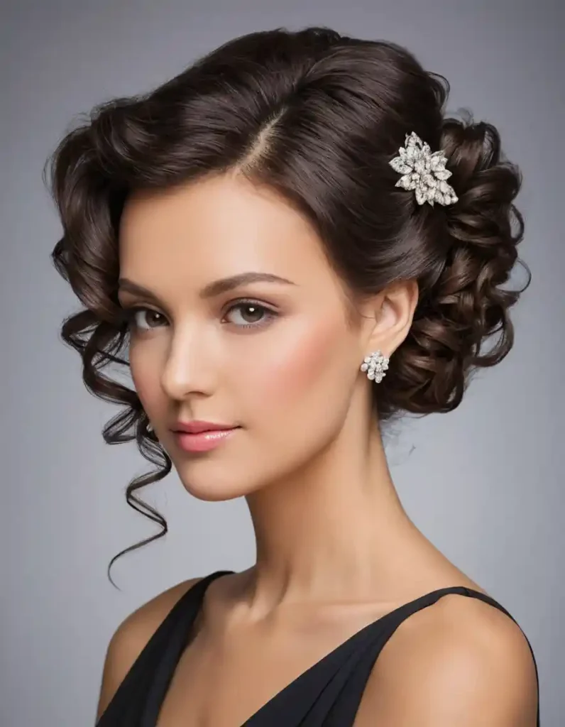 Side Swept Curls Updo