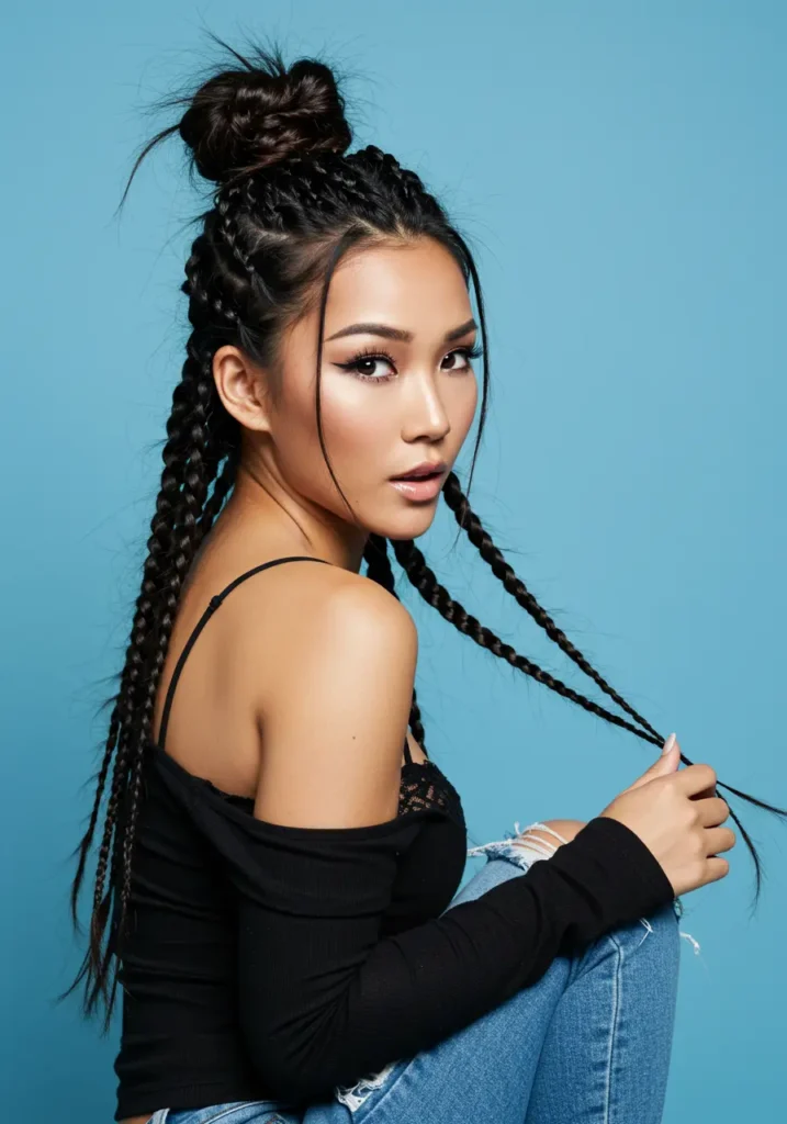 Messy Bun with Braids