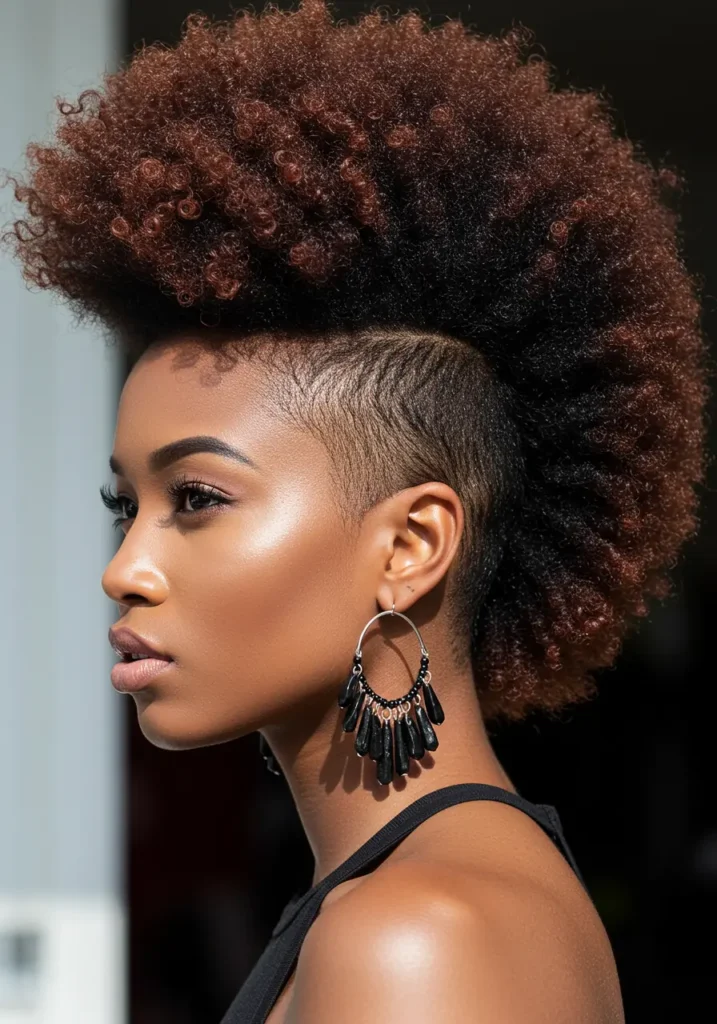 Natural Hair Mohawk with Faded Sides