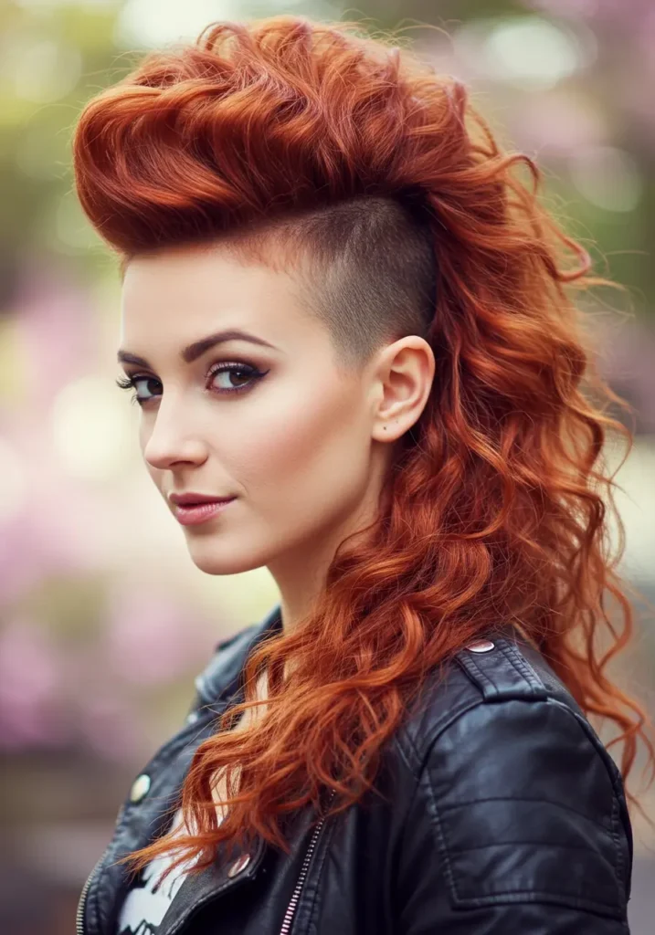 Shaved Sides with Loose Curls Mohawk