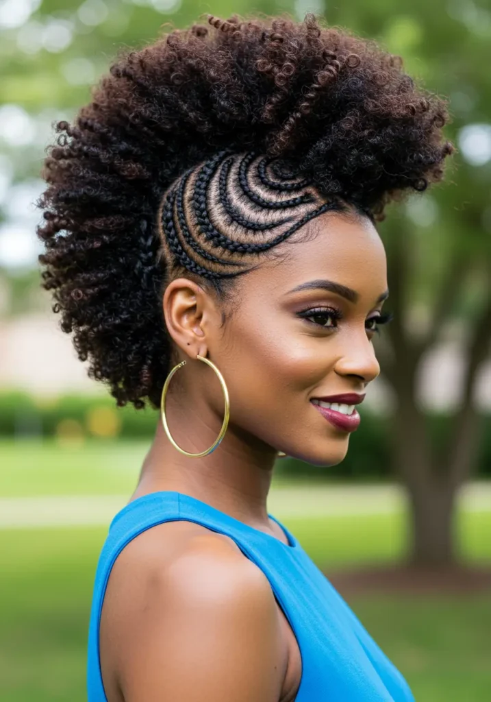 Natural Hair Mohawk with Cornrows