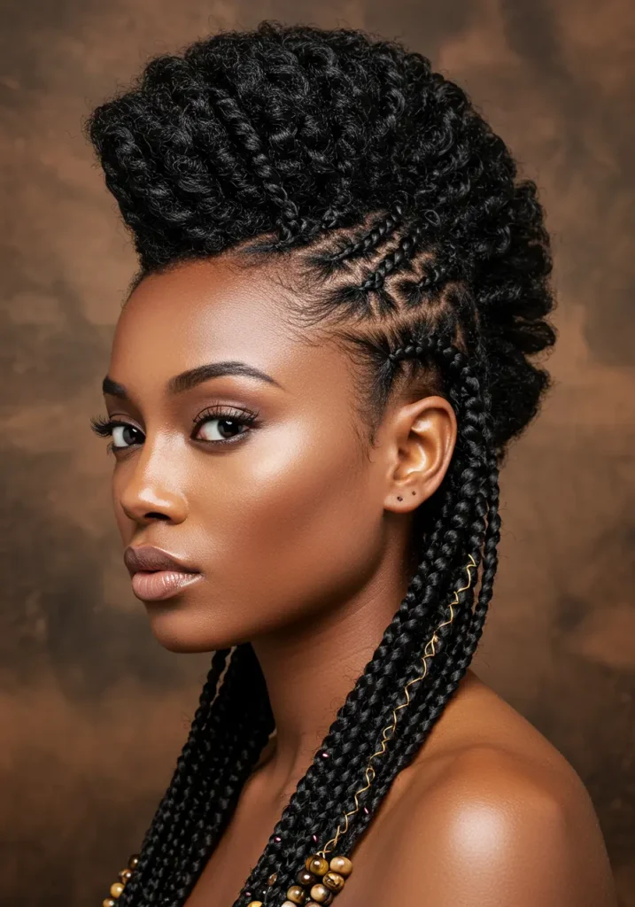 Natural Hair Mohawk with Braids