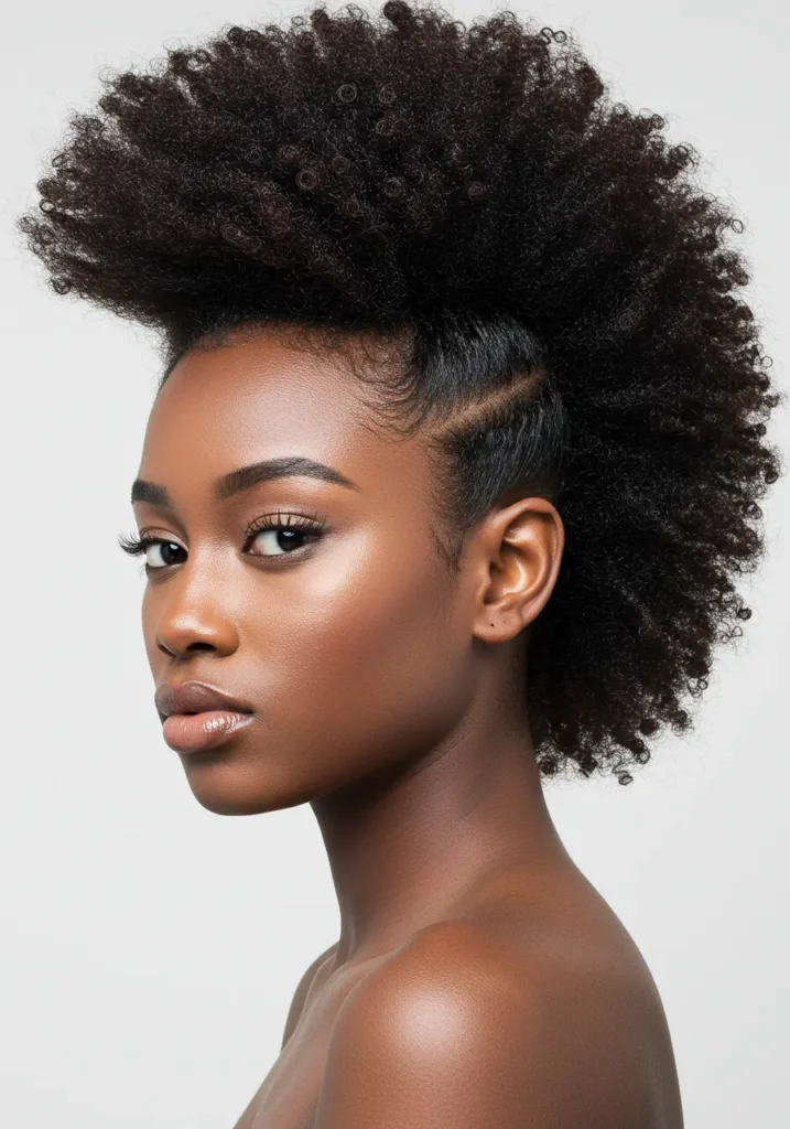 Natural Hair Mohawk with Side Part