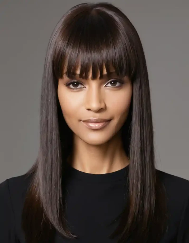 Long Straight Frontal with Bangs