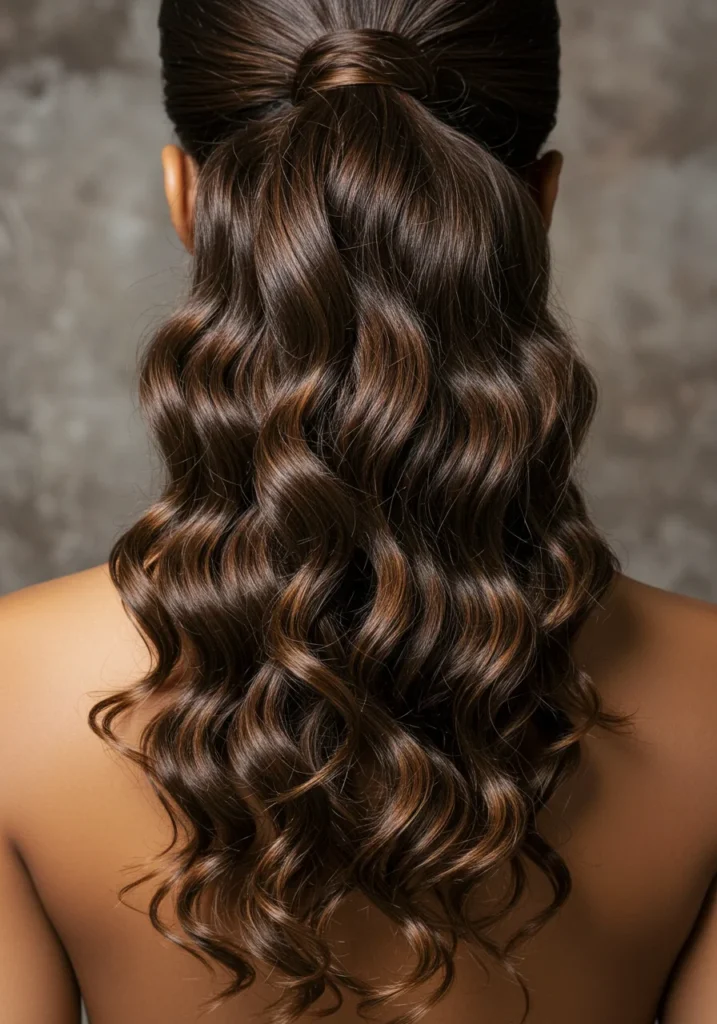 Bouncy Curly Bridesmaid Ponytail