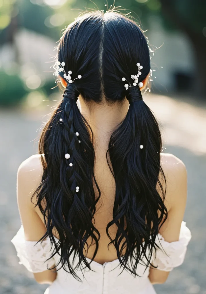 Chic Double Ponytail Wedding Style
