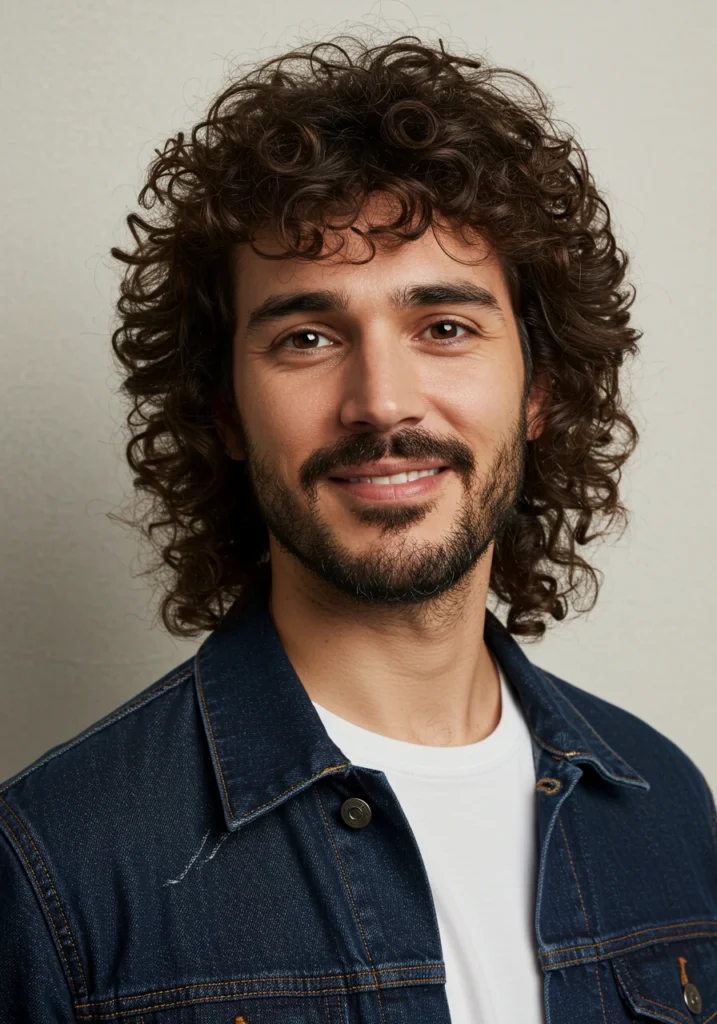 Curly Mullet Hairstyle Men