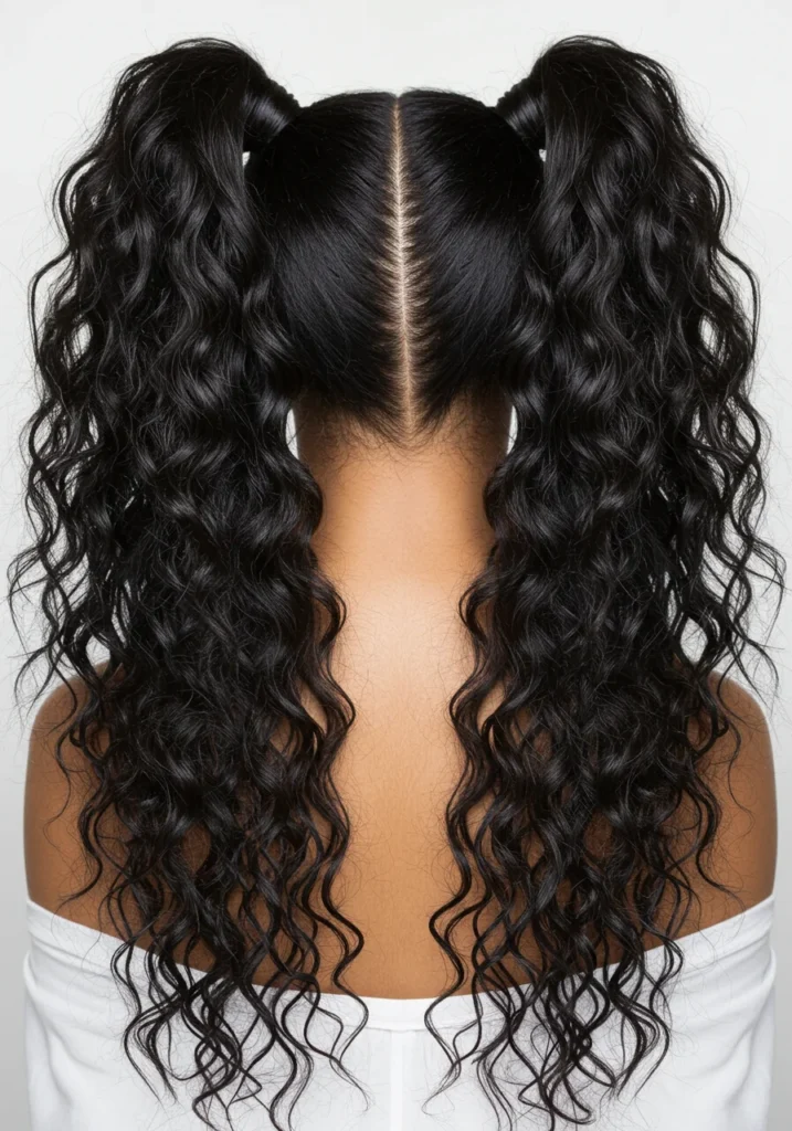 Curly Two Ponytail Style