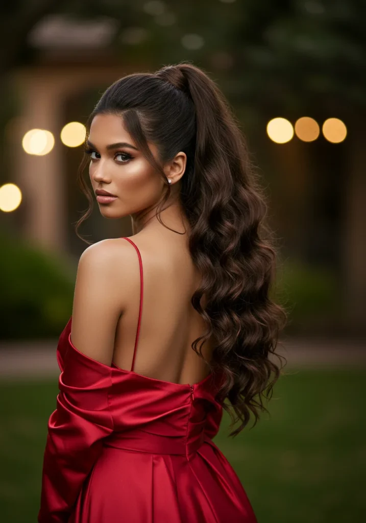 High Wedding Ponytail with Curls