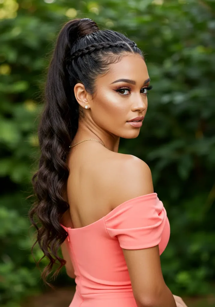 High Braided Bridesmaid Ponytail