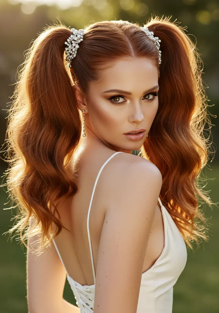 Voluminous Two Ponytail Wedding Style