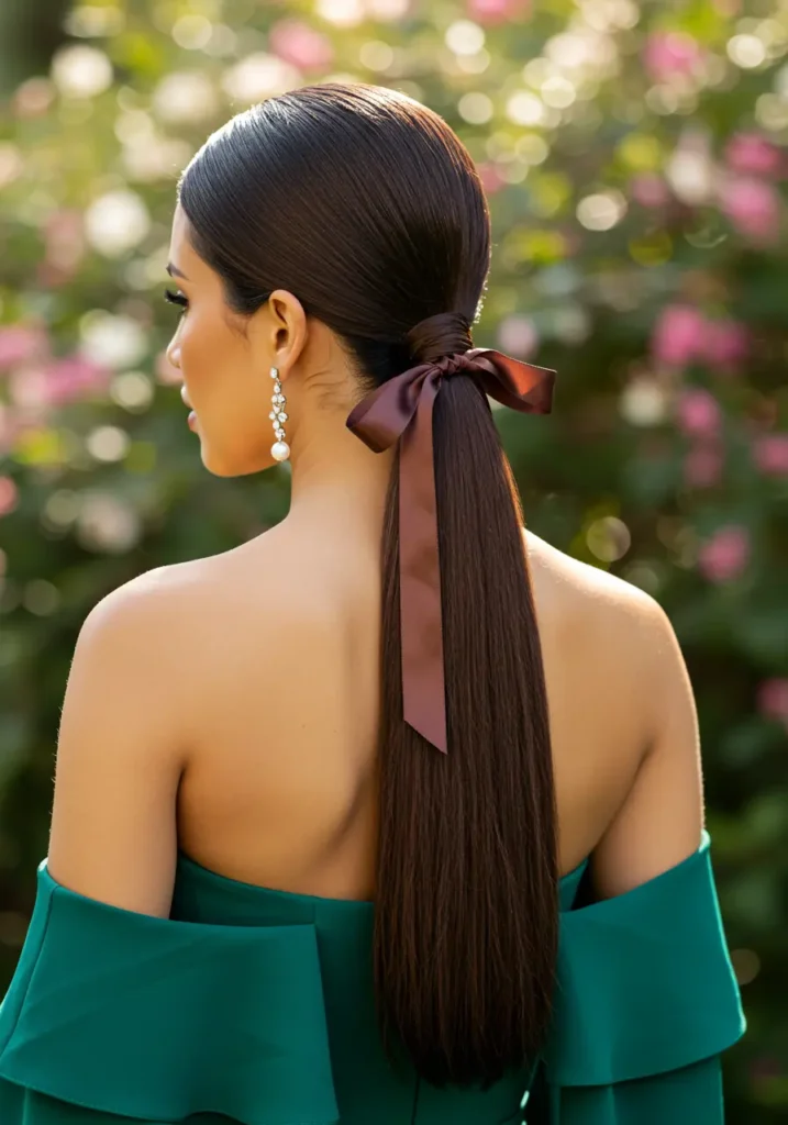 Elegant Straight Bridesmaid Ponytail