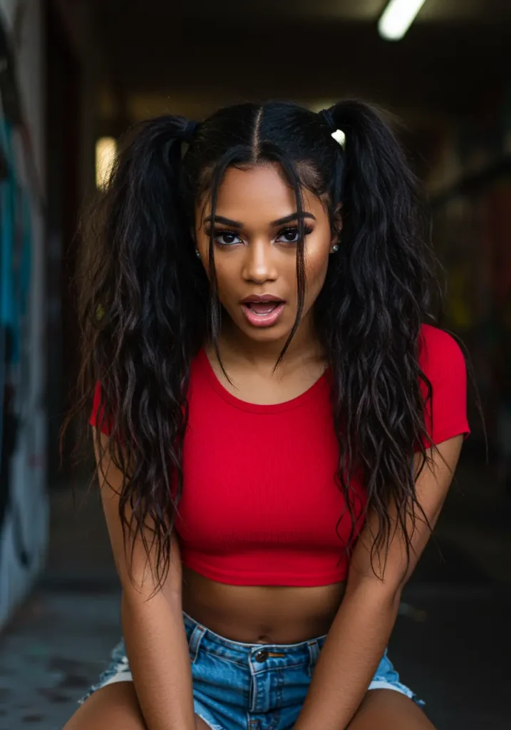 Messy Two Ponytail Style
