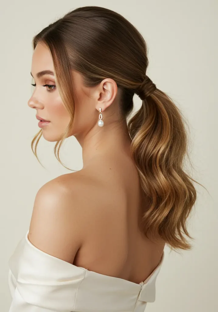 Sophisticated Low Wedding Ponytail