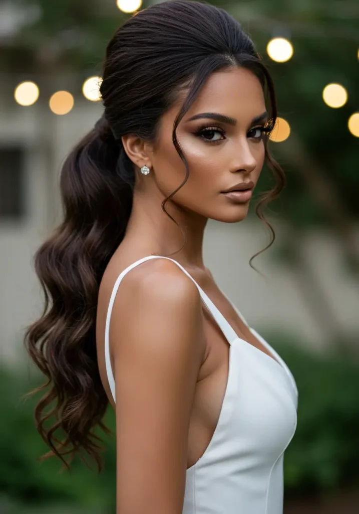 Glam Wedding Ponytail with Waves