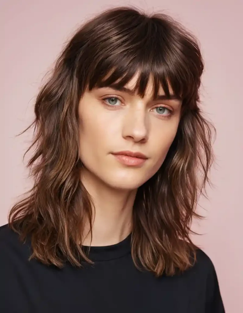 The Shaggy Mullet with Curtain Bangs