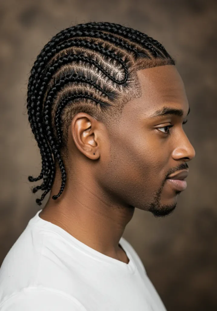 Side-Parted Cornrows
