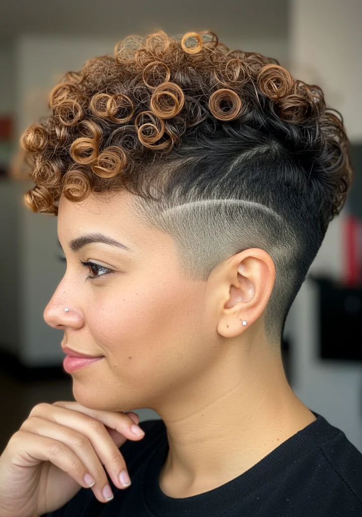 Curly Shaved Sides Pixie Cut