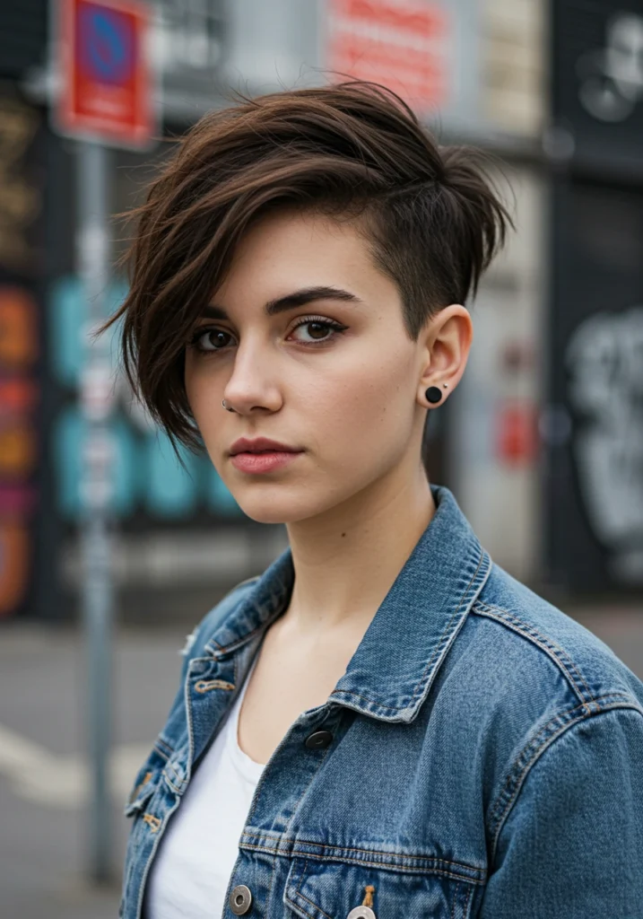 Side-Swept Pixie with Shaved Sides